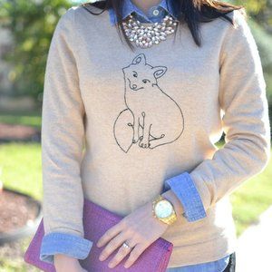 J Crew Embroidered Fox Sweater XXS